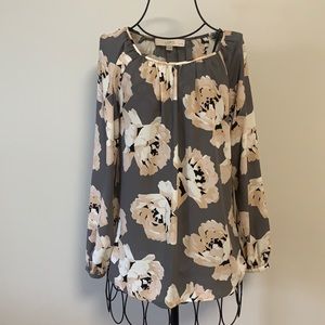Loft Petite floral flowy long sleeve shirt